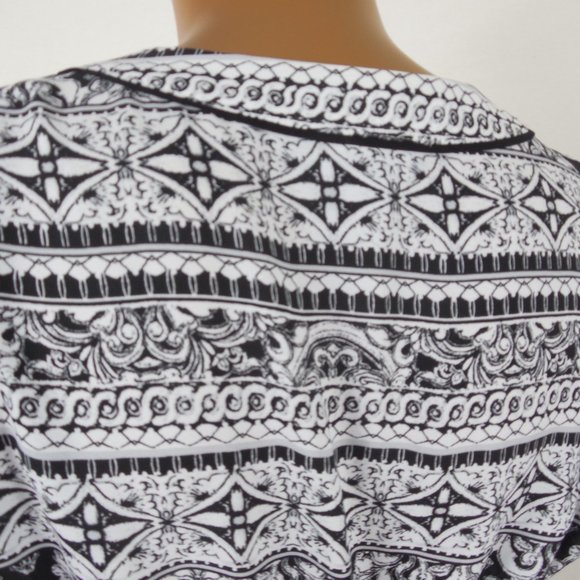 WHITE HOUSE BLACK MARKKET Top M Casual Print Tunic Shirt Drawstring Tie Blouse - Picture 9 of 12